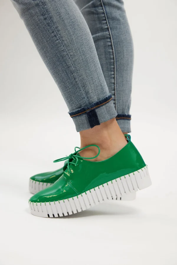 Footwear-DJANGO & JULIETTE BRENDA SNEAKER - EMERALD PATENT LEATHER