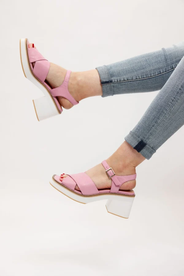 Footwear-DJANGO & JULIETTE JEMI HEEL - PINK LEATHER