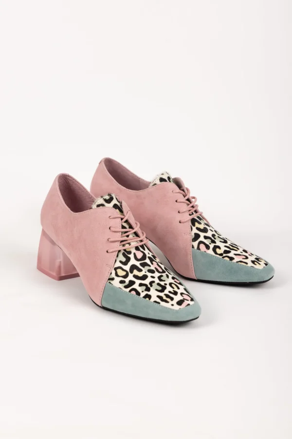 Footwear-DJANGO & JULIETTE MARICE SHOE PASTEL SAGE LEOPARD SUEDE