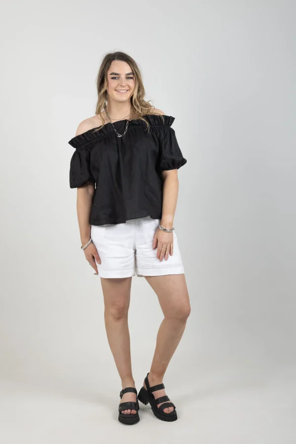 Shirts & Tops-EB&IVE HALCYON RUCHED TOP EBONY