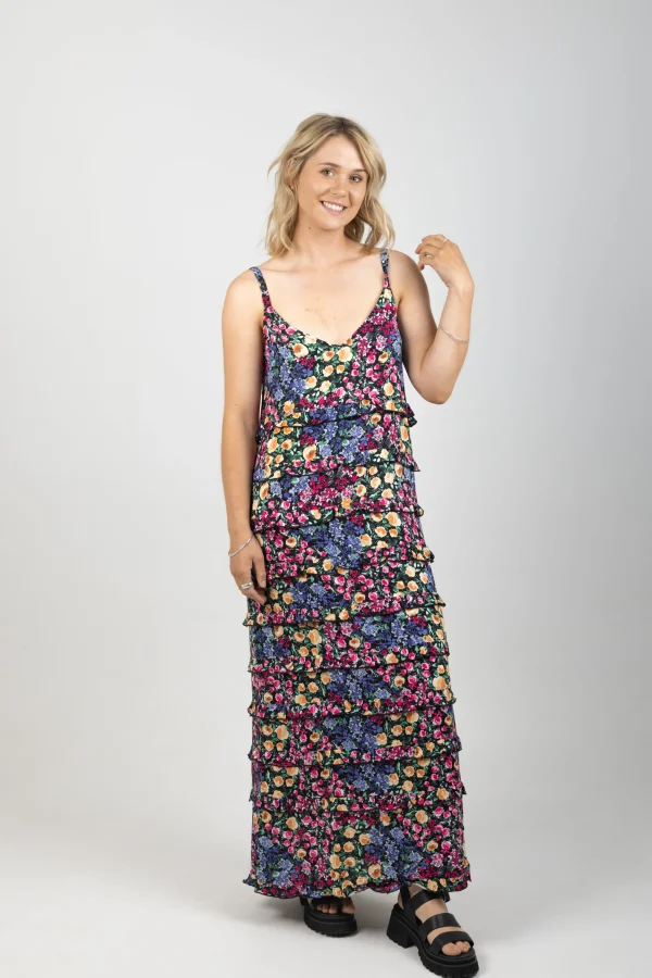 Dresses-EB&IVE LA MER FRILL MAXI BLUME
