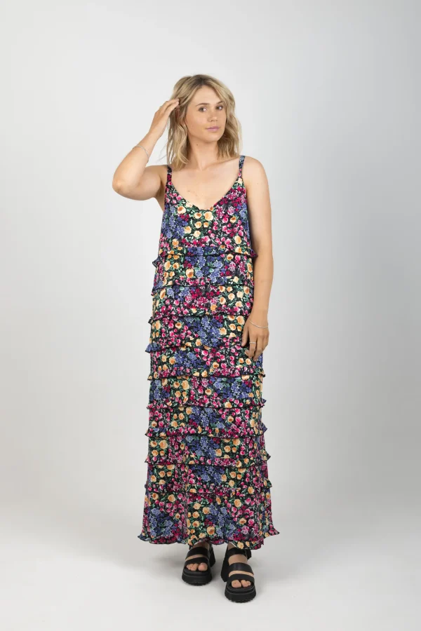 Dresses-EB&IVE LA MER FRILL MAXI BLUME