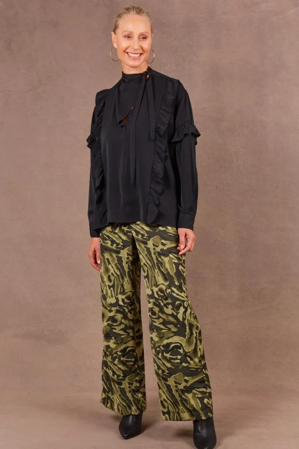 Shirts & Tops-EB&IVE MAYAN FRILL BLOUSE EBONY