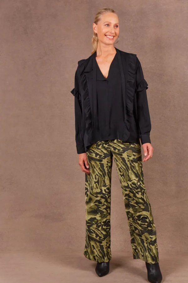 Shirts & Tops-EB&IVE MAYAN FRILL BLOUSE EBONY