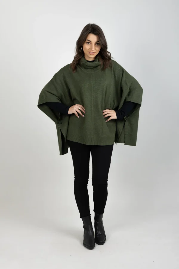 Sweaters & Knitwear-EB&IVE NAWI PONCHO OLIVE