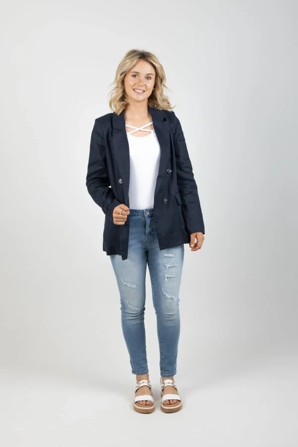 Coats & Jackets-EB&IVE STAPLE NAMA BLAZER NAVY