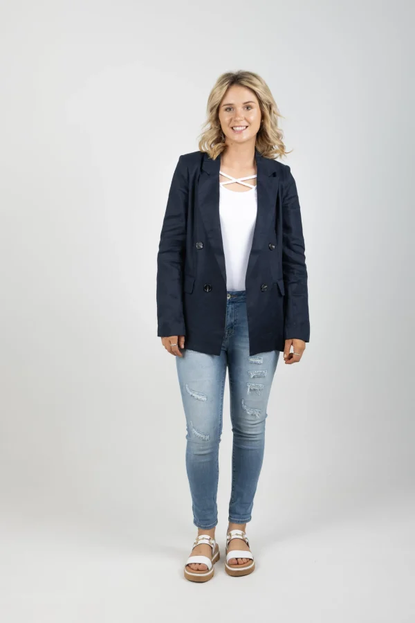 Coats & Jackets-EB&IVE STAPLE NAMA BLAZER NAVY
