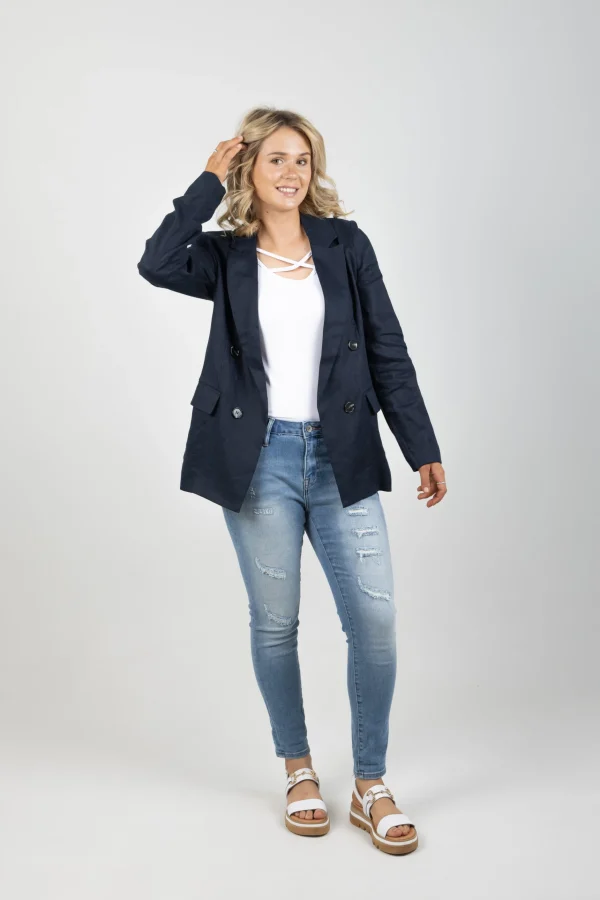 Coats & Jackets-EB&IVE STAPLE NAMA BLAZER NAVY