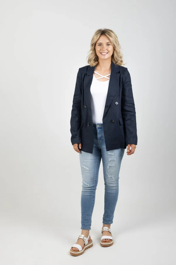 Coats & Jackets-EB&IVE STAPLE NAMA BLAZER NAVY
