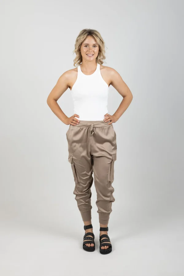 Pants-EB&IVE STAPLE PANT TAUPE