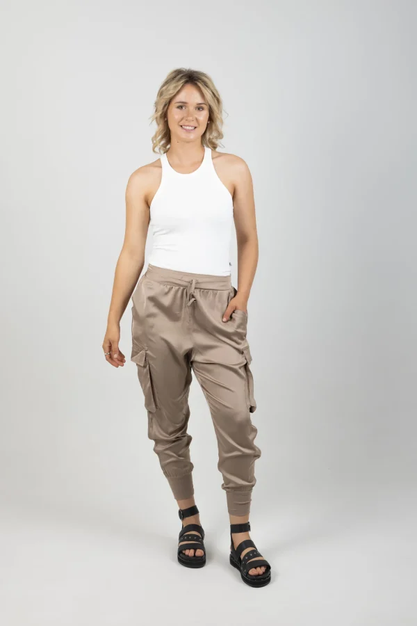 Pants-EB&IVE STAPLE PANT TAUPE