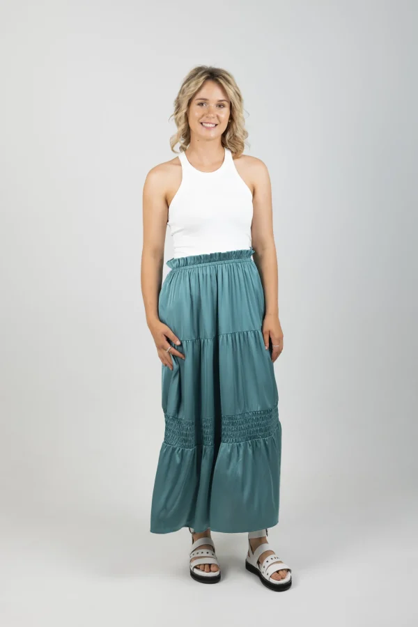 Skirts-EB&IVE STAPLE SKIRT PETROL