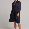 Dresses-EB&IVE STUDIO MIDI SHIRT DRESS NAVY