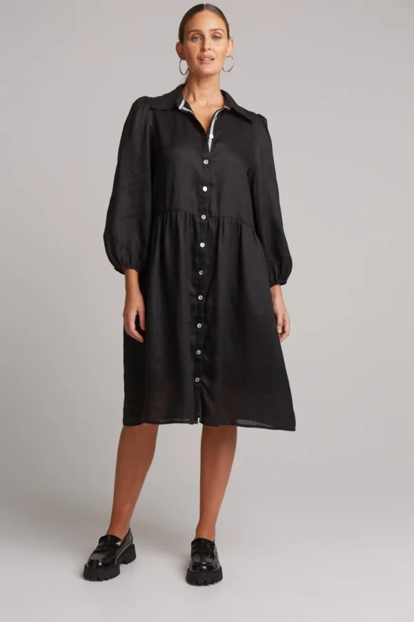 Dresses-EB&IVE STUDIO MIDI SHIRT DRESS EBONY