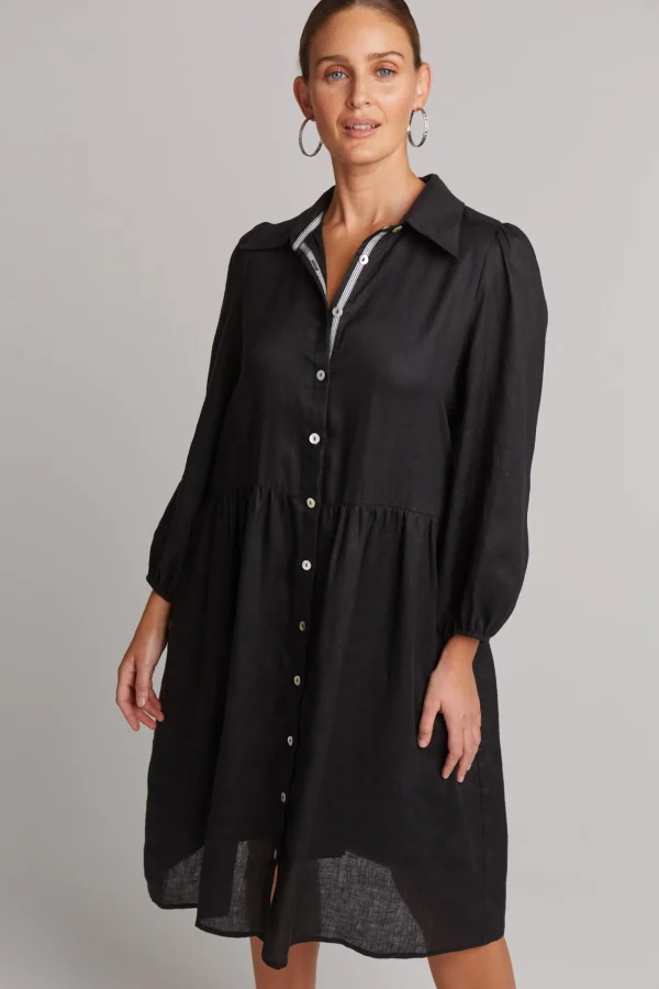 Dresses-EB&IVE STUDIO MIDI SHIRT DRESS EBONY