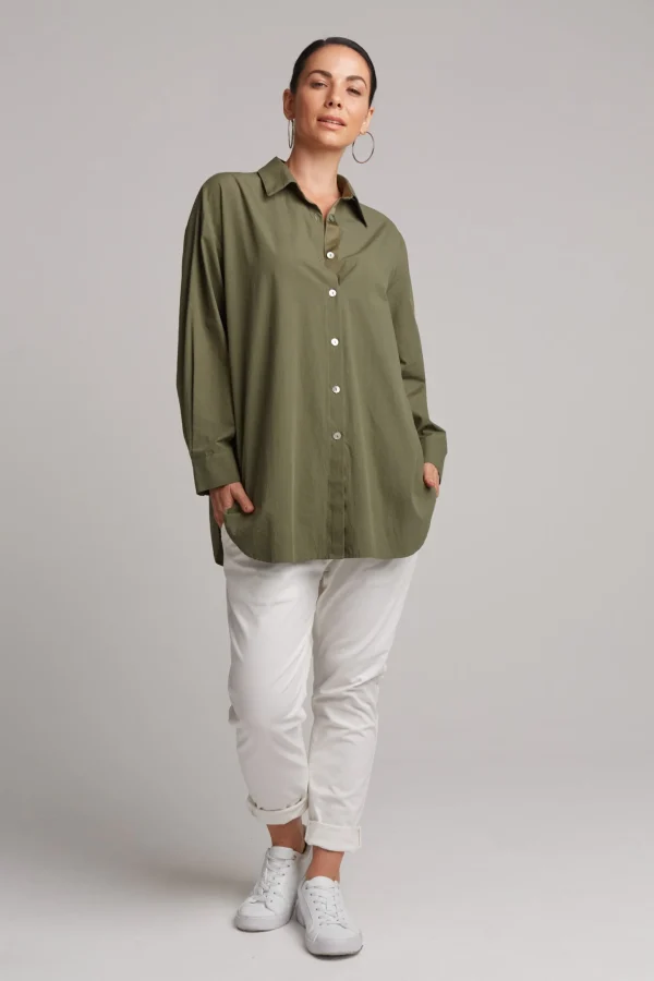 Shirts & Tops-EB&IVE STUDIO OVERSIZED SHIRT KHAKI