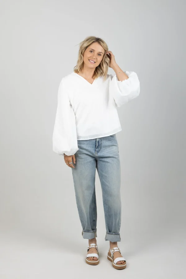 Shirts & Tops-EB&IVE ZEPHYR BLOUSE OPAL