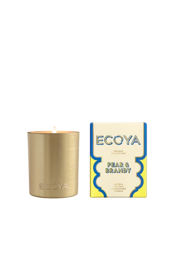 Candles & Room Fragrances-ECOYA HOLIDAY MINI GOLDIE CANDLE PEAR & BRANDY