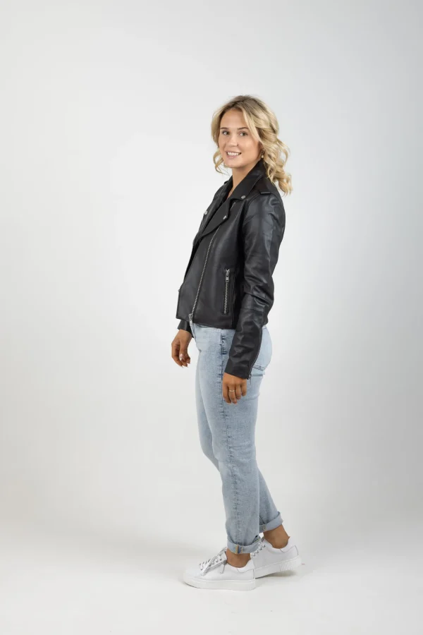 Coats & Jackets-FEDERATION +. LEATHER JACKET BLACK SILVER HARDWARE