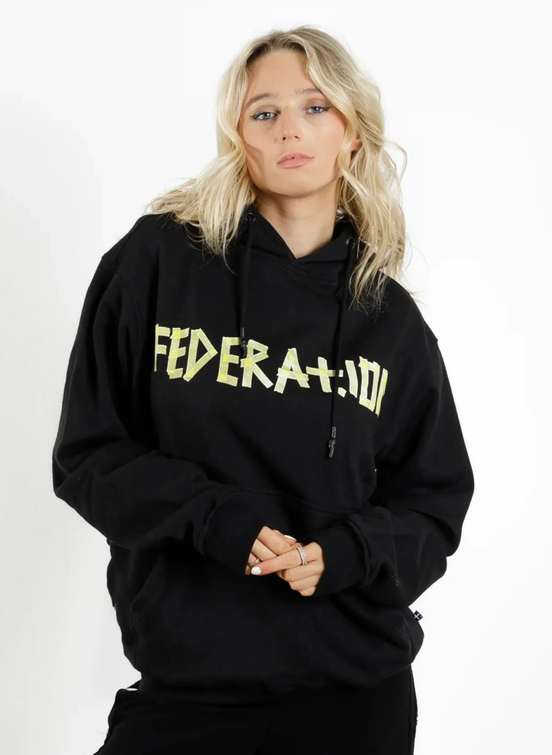 federation__touring_hood__0-2.webp Sweaters & Knitwear-FEDERATION +. TOURING HOOD TAPE BLACK