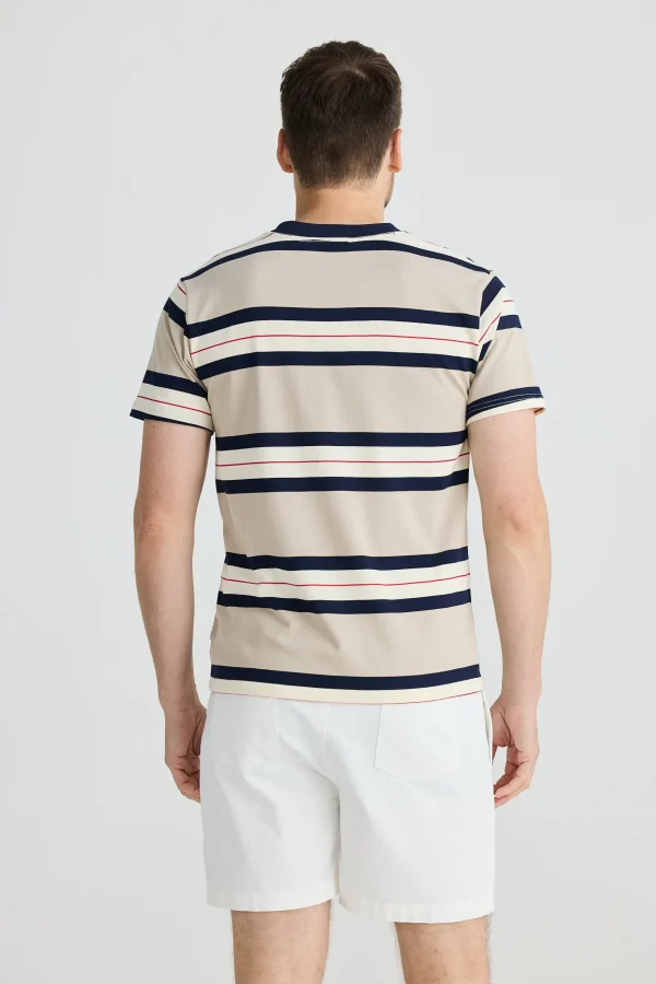 Tees & Tanks-FOSSICK CAMBRIDGE TEE BIRDIE STRIPE