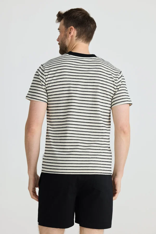 Tees & Tanks-FOSSICK CAMBRIDGE TEE BLACK STRIPE