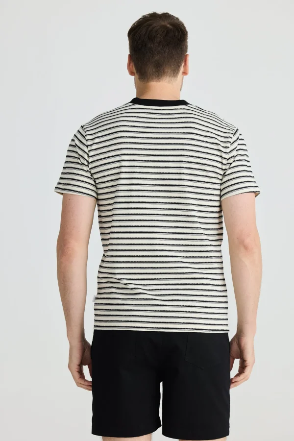 Tees & Tanks-FOSSICK CAMBRIDGE TEE BLACK STRIPE