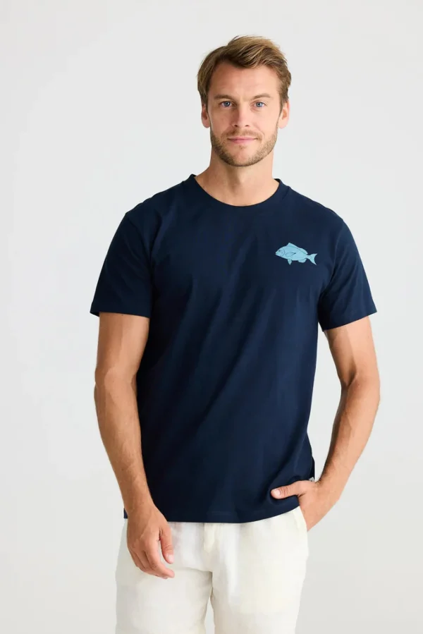 Tees & Tanks-FOSSICK CATCH YOU LATER TEE NAVY