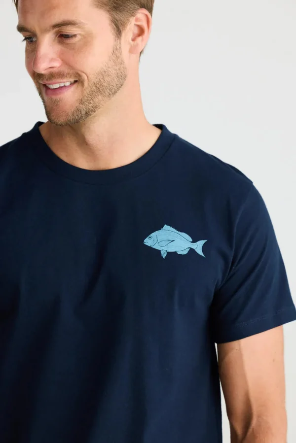 Tees & Tanks-FOSSICK CATCH YOU LATER TEE NAVY
