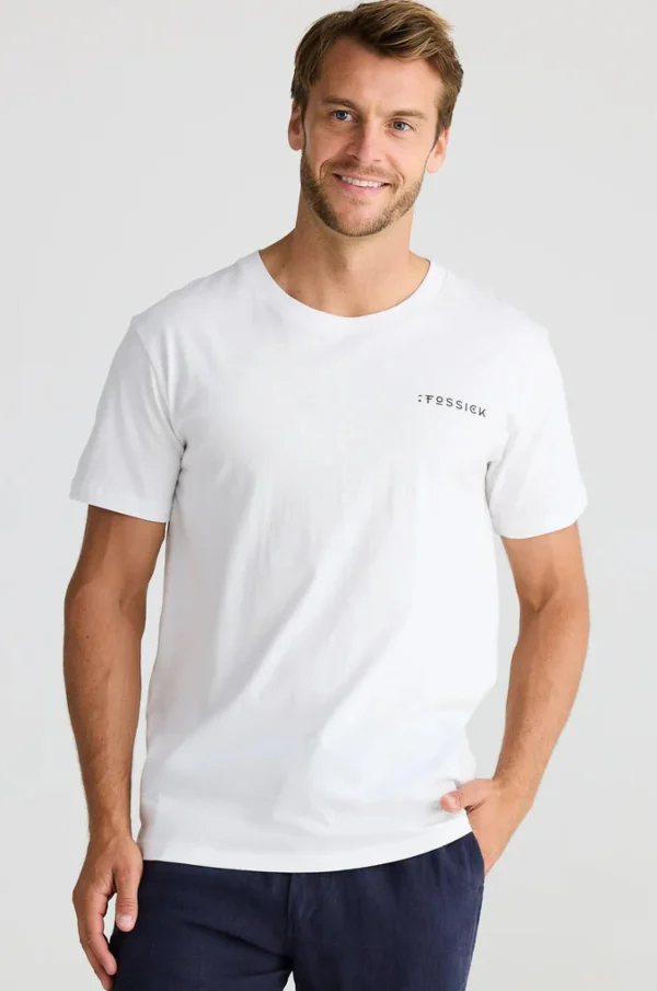 Tees & Tanks-FOSSICK LOGO TEE WHITE