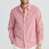 Shirts-FOSSICK OXFORD SHIRT CHILLI STRIPE