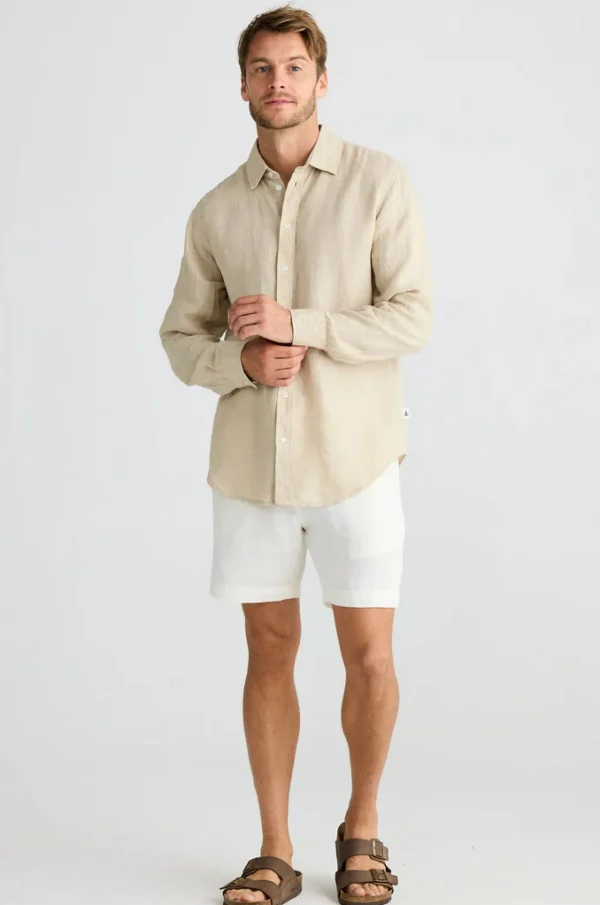 Shirts-FOSSICK OXFORD SHIRT NATURAL