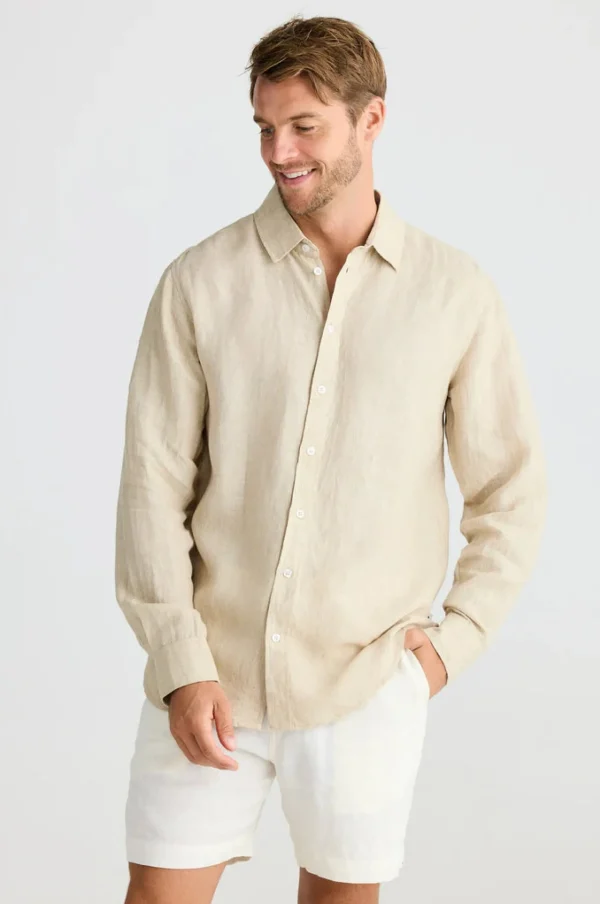 Shirts-FOSSICK OXFORD SHIRT NATURAL