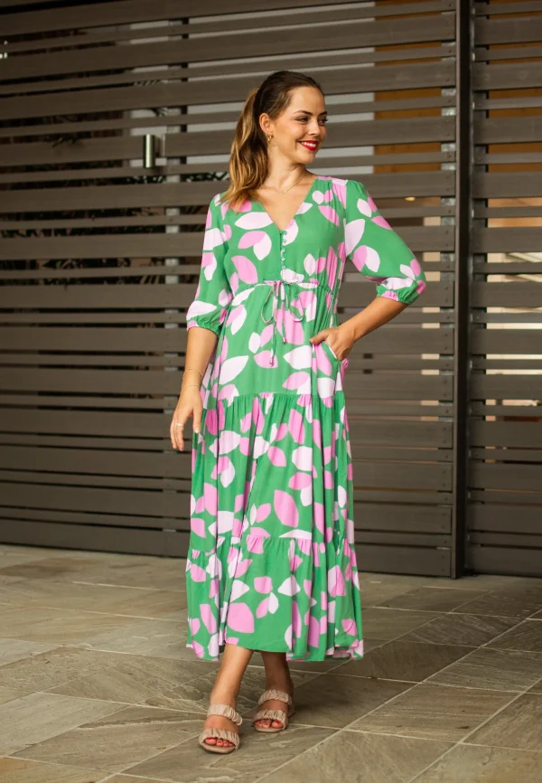 Dresses-FRIA JENNA MAXI DRESS AMORA GREEN