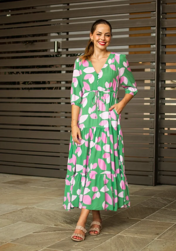 Dresses-FRIA JENNA MAXI DRESS AMORA GREEN