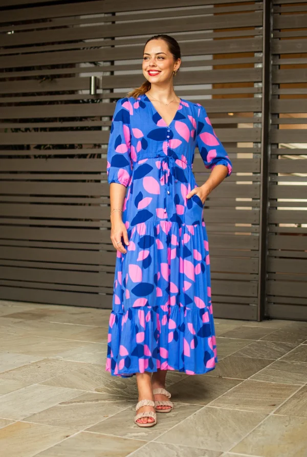 Dresses-FRIA JENNA MAXI DRESS AMORA BLUE