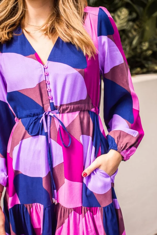 Dresses-FRIA SELMA DRESS AERA NAVY