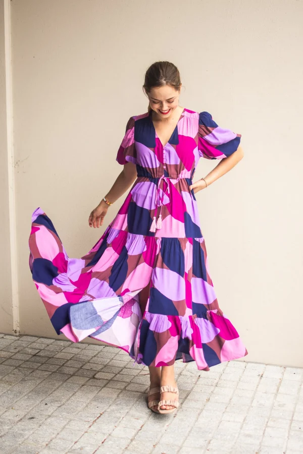 Dresses-FRIA SELMA MAXI DRESS AERA NAVY
