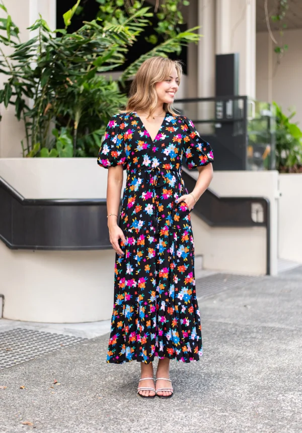 Dresses-FRIA SELMA MAXI DRESS HAPPY FLOWERS