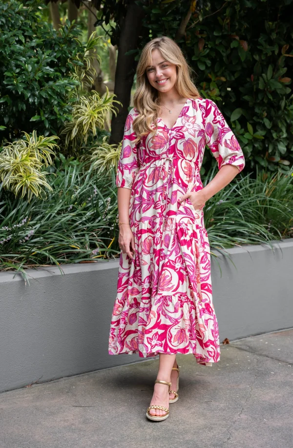 Dresses-FRIA SELMA MAXI DRESS PASSION FLORAL