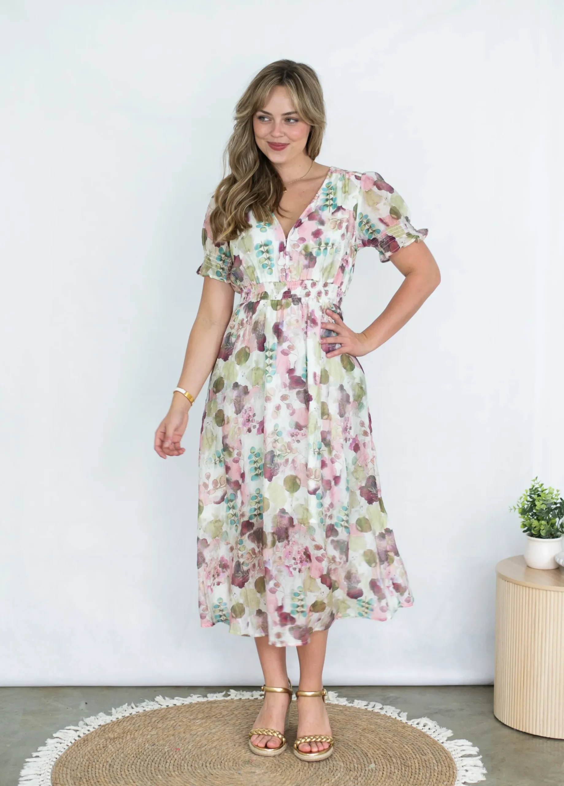 fria_shirring_midi_dress__3.webp Dresses-FRIA SHIRRING MIDI DRESS WHISPERING PETAL