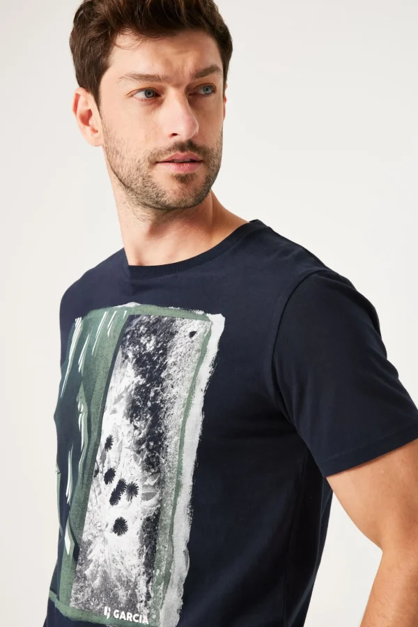 Tees & Tanks-GARCIA BLOCK T-SHIRT DARK BLUE
