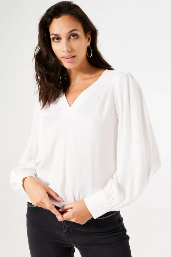 Shirts & Tops-GARCIA BLOUSE PORCELAIN