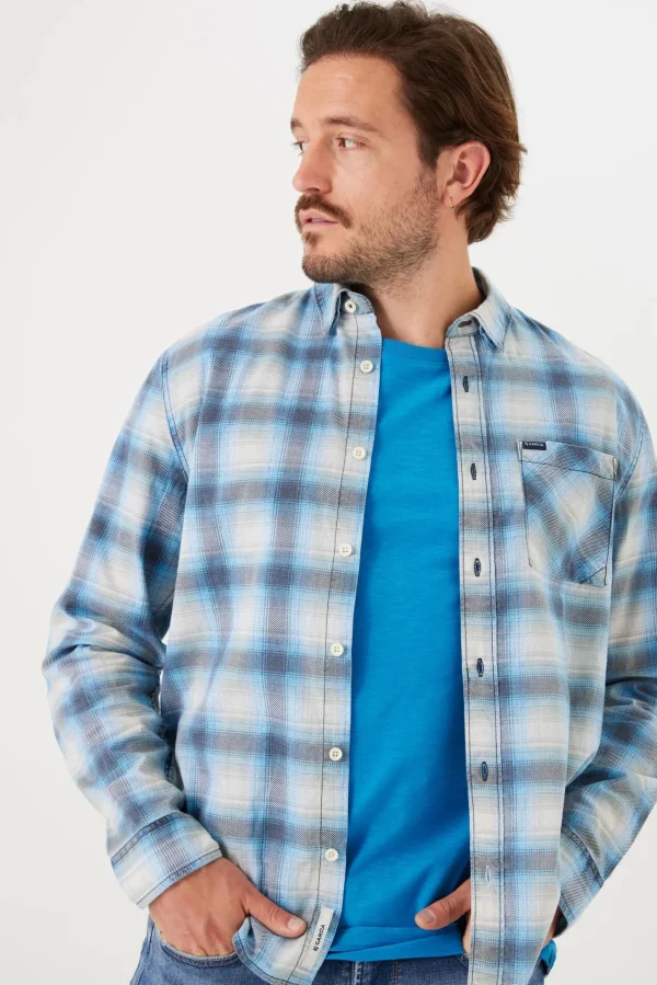 Shirts-GARCIA CHECKED SHIRT LAGOON BLUE