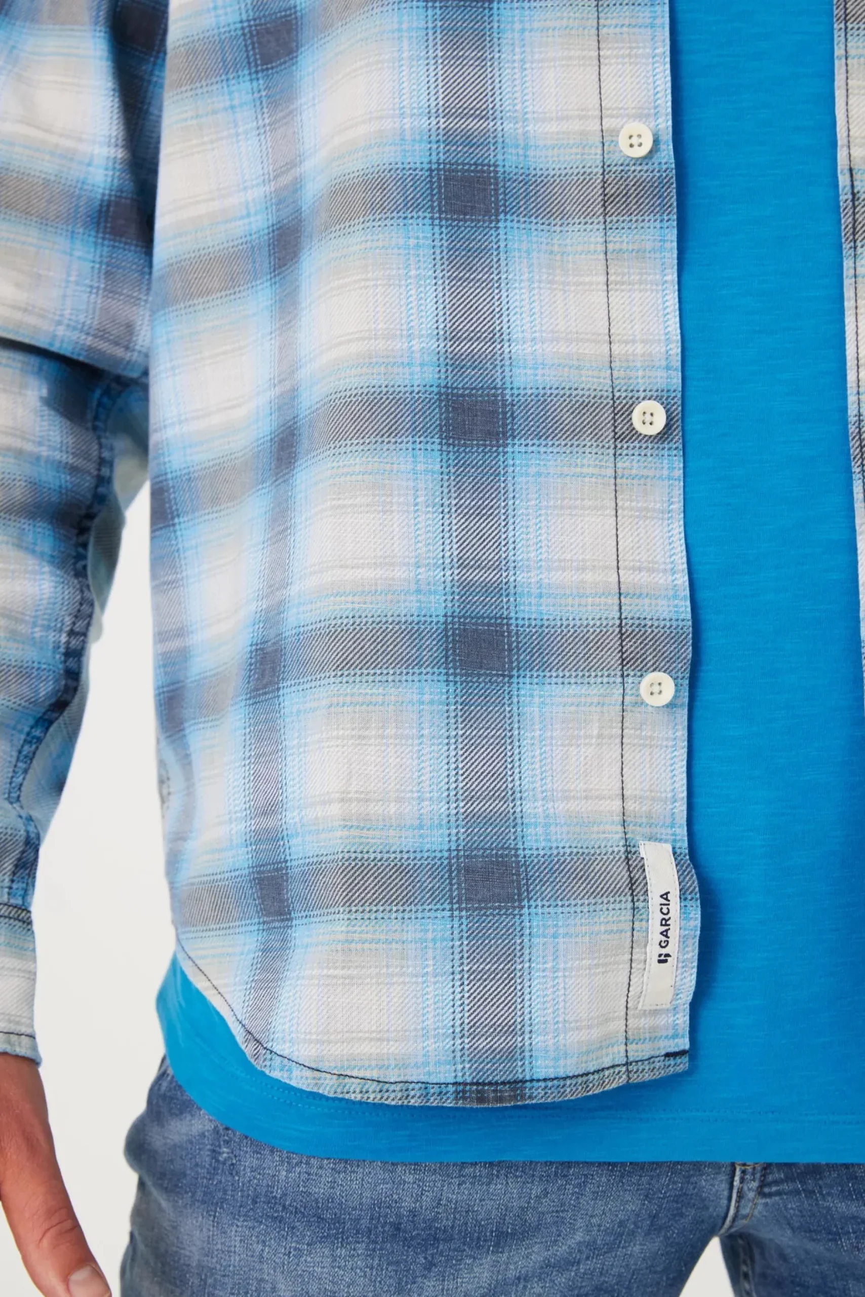 garcia_checked_shirt_lago_3.webp Shirts-GARCIA CHECKED SHIRT LAGOON BLUE