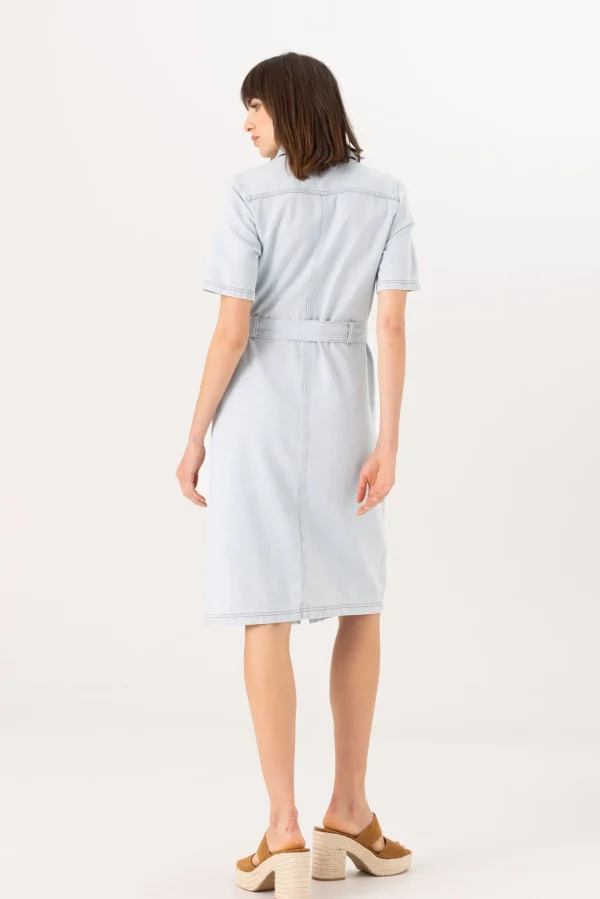 Dresses-GARCIA DENIM DRESS LIGHT BLUE