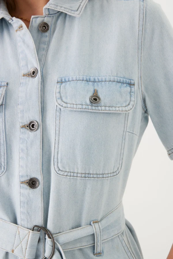 Dresses-GARCIA DENIM DRESS LIGHT BLUE