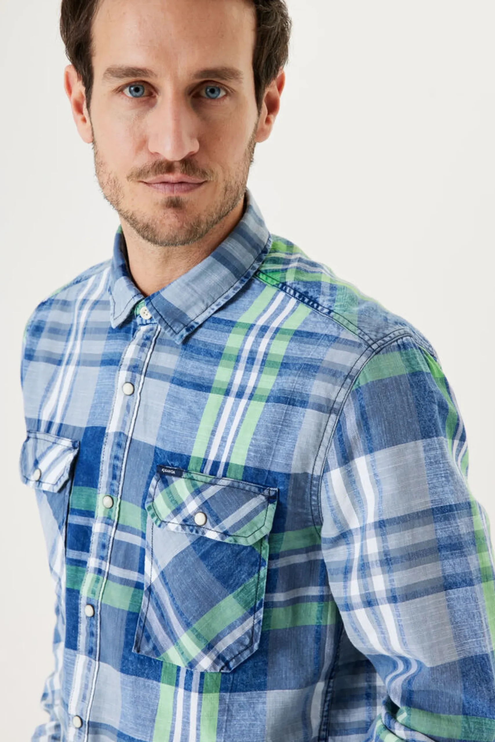 garcia_diego_shirt_checke_0.webp Shirts-GARCIA DIEGO SHIRT CHECKED BLUE