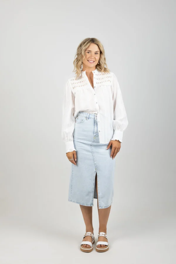 Shirts & Tops-GARCIA DOBBY BLOUSE OFF WHITE