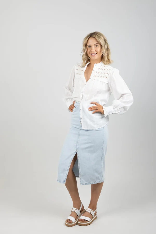 Shirts & Tops-GARCIA DOBBY BLOUSE OFF WHITE